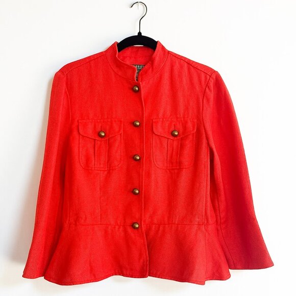 Lauren Ralph Lauren Linen Jacket Burnt Orange Women's Size 10 - Picture 1 of 4